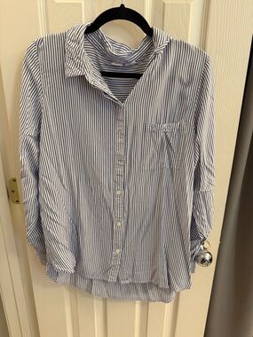 Melrose and Market Blue and White Striped Shirt